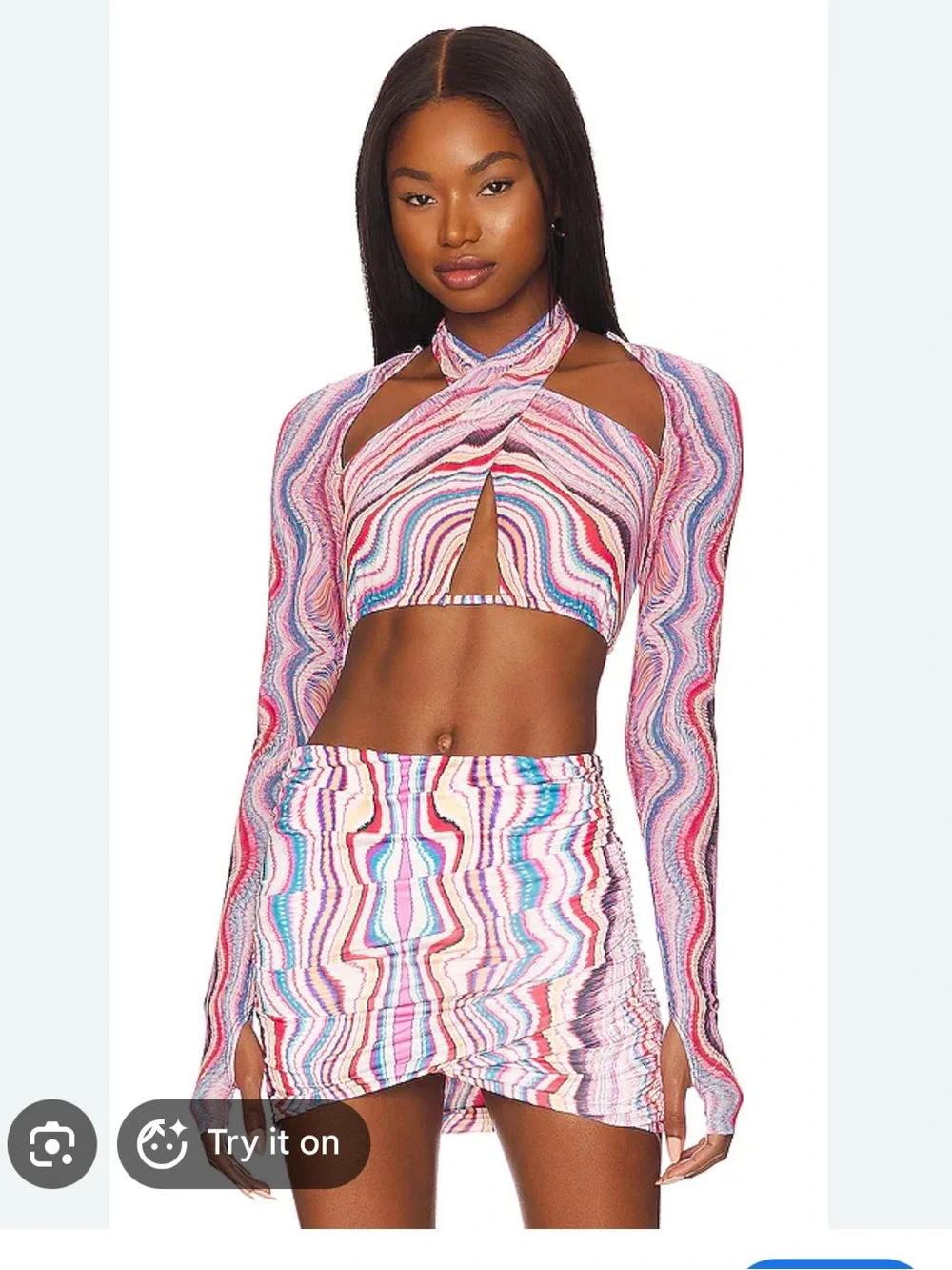 AFRM Cordelia crop top & matching skirt set